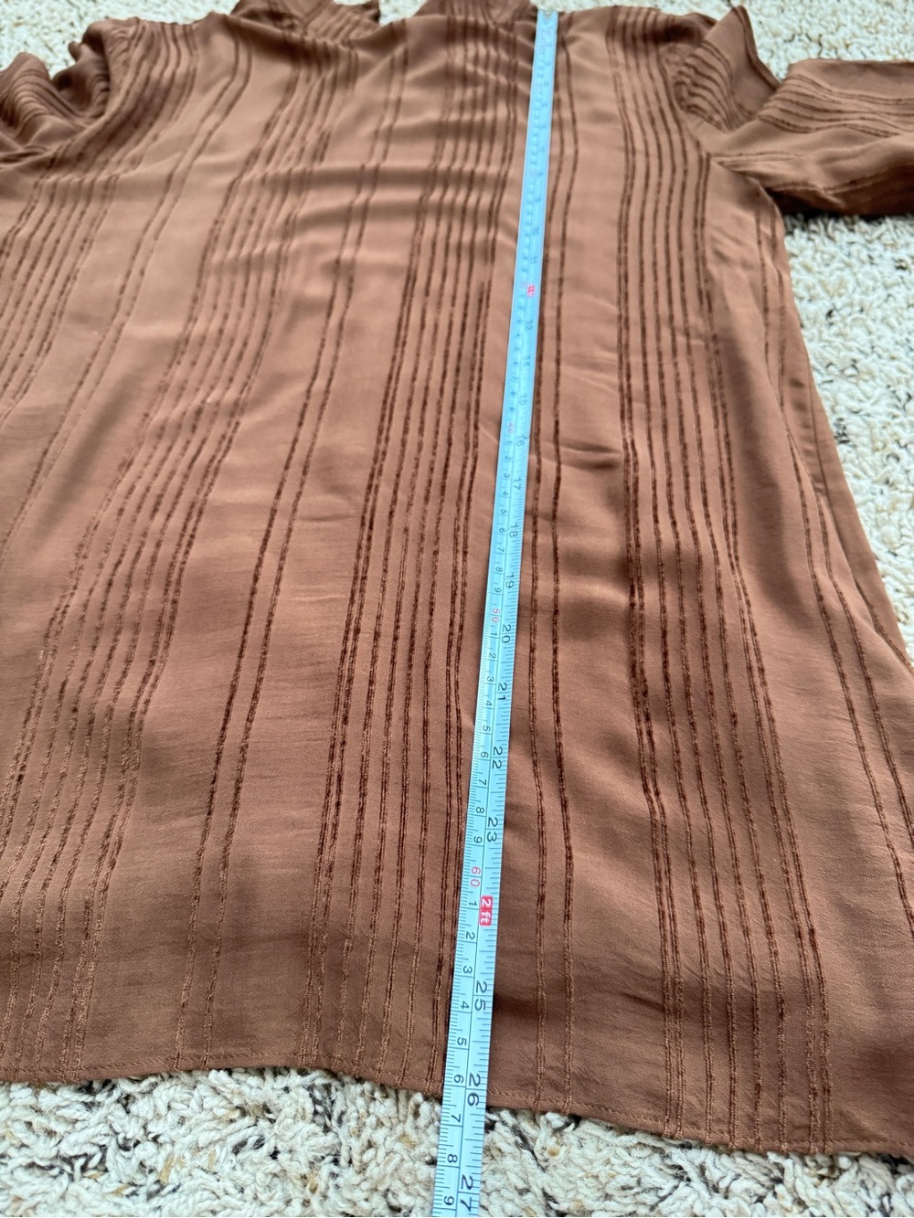 Brown Ribbed High-Neck Tunic Top - Picture 12 of 12